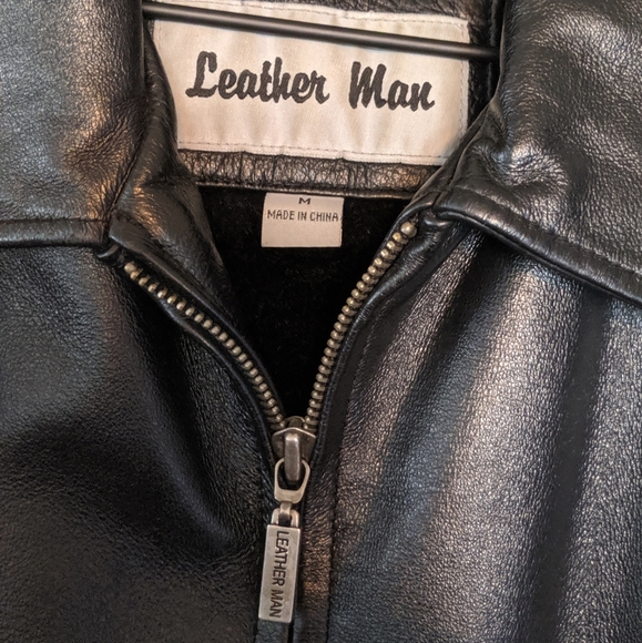 Black authentic leather jacket- medium - Picture 2 of 4